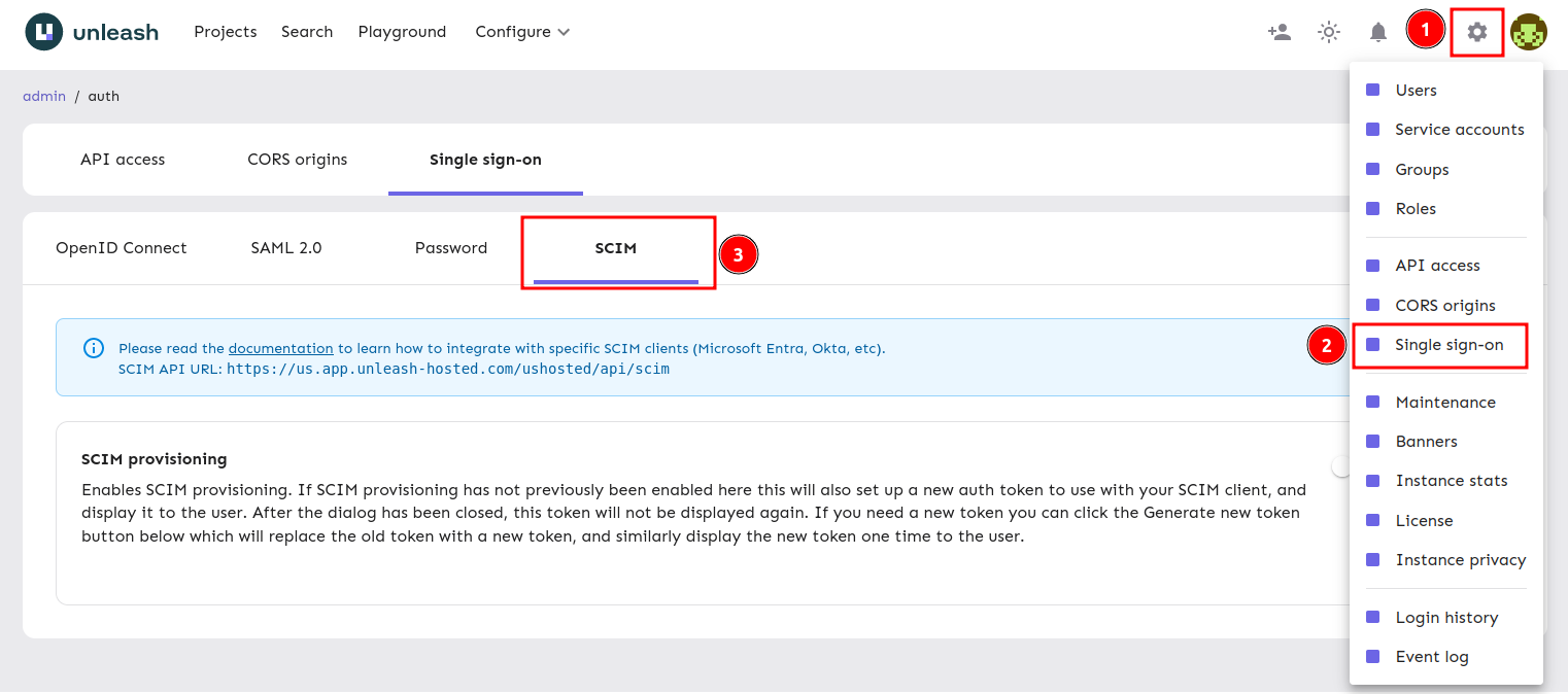 Navigate to the SCIM Config